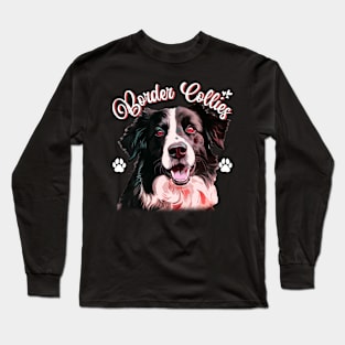 Collie Command: Intense Gaze of the Border Collie Captivates on Tee Long Sleeve T-Shirt